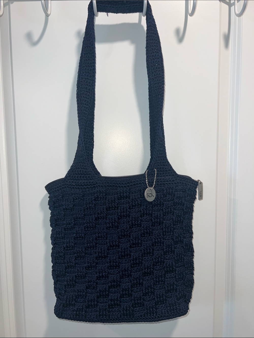 The Sak Navy Crochet HoboTote Shoulder Bag